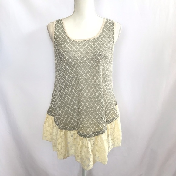 A'reve Ash & Cream Lace Blouse/Tank Top. NWT - Picture 1 of 16